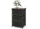 Comodino Costway Con Cassetti In Tessuto, Cassettiera In Tessuto Per Camera Da Letto, Soggiorno, Corridoio Nero, 3 Cassetti