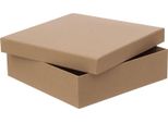 Scatola Regalo 23,5 X 23,5 X 6,5 Cm, Marrone, Cartone Laminato Con Carta Kraft, Robusta