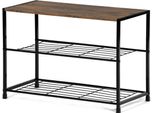 Scarpiera, 2 Ripiani, Mdf, Decoro Legno Vecchio Sonoma, Metallo Nero