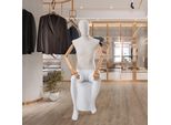 Bellissimo Manichino Astratto Laccato Bianco Opaco Coperchio Libero. Parte Superiore Del Corpo Rivestita In Tessuto (QT20-BM6 Uomo Seduto)