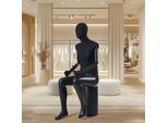 Bellissimo Manichino Astratto Laccato Nero Opaco Senza Copertura. Parte Superiore Del Corpo Rivestita In Tessuto (QT20-BM8 Uomo Seduto Nero)