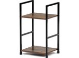 Scaffale, 2 Ripiani, Decoro Legno Vecchio, Mdf, Laccato Nero