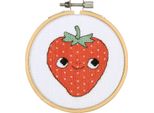 Confezione Da Ricamo A Punto Croce Vervaco Con Telaio Da Ricamo "Eva Mouton Strawberry"", Schema Di Conteggio, Diam 10Cm"
