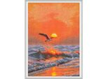 Confezione Da Ricamo A Punto Croce Rto "Quando Il Sole Tramonta Sull'onda"", Schema Contato, 16X23,5 Cm"