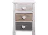 Comodino Rebecca Mobili In Stile Vintage 3 Cassetti, Legno, Bianco, Beige E Grigio