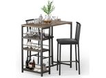 Bealife TB51 Set Di Sgabelli Da Bar 91 X 50 X 91 Cm | 2 Sgabelli Imbottiti + Tavolo Da Bar | Per Cucina/Bistrot , Grigio