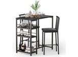 Bealife TB51 Set Di Sgabelli Da Bar 91 X 50 X 91 Cm | 2 Sgabelli Imbottiti + Tavolo Da Bar | Per Cucina/Bistrot (Nero)