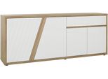 Sideboard Gami "Epura", Weiß (Eiche Nachbildung, Weiß), B:213Cm H:87Cm T:45Cm, Holzwerkstoff, Sideboards, Sideboard, Sideboard 4 TüRen 1 Schublade