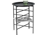 Tavolino 40 X 40 X 52 Cm Tavolino Estraibile Piano Divano Ripiano Metallo Nero [It.Casa]