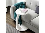 Tavolino 'Holeby' Tavolino A C Con Rotelle Rotondo 56 X Ø 38 Cm Bianco