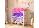 Scaffale Per Bambini 'MuxíA' Con 9 Scatole Portaoggetti Motivo Unicorno 60 X 62 X 26,5 Cm