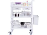 Succebuy Carrello Da Laboratorio A 3 Livelli, Carrello Multiuso Con 3 Vassoi E 4 Ruote Silenziose, Carrello Medico Mobile Con Materiale Pp, Carrello Con 3 Cestini Per Laboratorio, Clinica, Ospedale, Salone, Bianco