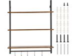 Succebuy Scaffale Industriale In Tubo A 3 Livelli, 81,3 X 25,9 Cm, Montaggio A Parete, Espositore Rustico In Legno, Scaffale Galleggiante Per Cucina, Camera Da Letto, Bagno, Nero