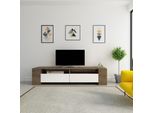 Skye Decor, Sosruko- Sosruko Zna, Colore Noce, Bianco, Mobili Tv, 35X155X35 Cm, 100% Pannello Di Particelle Rivestito In Melamina
