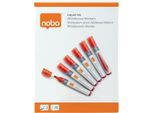 Nobo Confezione Da 10 Pennarelli Per Lavagna Bianca - Punta Tonda 3Mm - Inchiostro Liquido - Livello Di Inchiostro - Colore Rosso