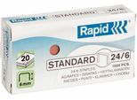 Rapid - Graffette 24/6 Rame Standard 1000Pz | Confezione Da 1000 Pezzi | 20 Pezzi