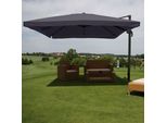 Ombrello Semaforo Gastronomico HWC-A96, Ombrellone, 3X4M (Ø5M) Poliestere/Alluminio 26Kg ~ Falda, Antracite Senza Supporto