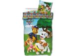 Nickelodeon Biancheria Da Letto Reversibile Per Bambini Paw Patrol Chase Marshall Rubble Skye Cani Zampe Prato Alberi Piumino 160 X 200 + Cuscino 70 X 80 Cm 100% Cotone