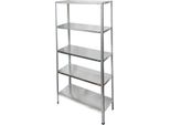 Scaffale In Acciaio Zincato A 5 Ripiani, 150 X 75 X 30 Cm. Ripiani Regolabili. Peso Massimo 150 Kg.