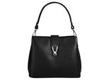 UmhäNgetasche Cluty, Damen, Gr. B/H/T: 25Cm X 21Cm X 13Cm Onesize, Schwarz, Leder, Leicht GläNzend, Unifarben, Taschen UmhäNgetasche, Echt Leder, Made In Italy