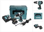 Makita Dhp 458 Rfj Trapano Avvitatore Con Percussione A Batteria 18V In Valigetta Makpac + 2X Batterie 3,0 Ah + Caricatore