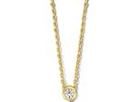 New Bling 9NB-0525 Collana In Argento Con Ciondolo - Zirconi - 3 Mm - Maglia Ad Ancora - 40 + 5 Cm - Placcata Oro (Placcata Oro / Oro Su Argento)