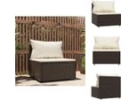 Vidaxl Divano Da Centro Giardino Con Cuscini In Poly Rattan Marrone - Divani Da Giardino