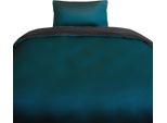 Biancheria Da Letto Monocolore Reversibile 100% Raso Di Cotone Con Cerniera Per Letto Singolo E Matrimoniale Petrolio/Antracite 135 X 200 Cm + 80 X 80 Cm