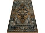 Tappeto Di Lana Polonia Alhambra Ornamento, Cadre Cognac Giallo 200X300 Cm