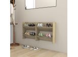 The Living Store Scarpiere A Muro 2 Pezzi Rovere Sonoma 60X18X60Cm Materiale Legno