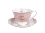 Tazza Clayre & Eef Con Piattino 200 Ml Rosa Bianco Porcellana Roses