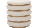 Mauro Ferretti Pouf Damasco Line Rotondo Ø 40X42 Cm Naturale