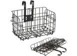 Cestino Universale Per Bicicletta Pieghevole Per La Parte Anteriore E Posteriore | Capacità Di Carico: 25 Kg | Cestino Posteriore Staccabile [Nero] | Portapacchi Per City Bike Con 2 Ganci [Fissaggio Al Manubrio O Al Portapacchi]