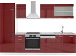 Vicco Cucina Componibile R-Line, 300 Cm Senza Piano Di Lavoro, Rosso Lucido/Bianco/Bianco