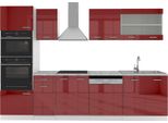 Vicco Cucina Componibile R-Line, 300 Cm Con Armadio Alto, Senza Piano Di Lavoro, Rosso Lucido/Bianco/Bianco
