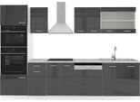 Vicco Cucina Componibile R-Line, 300 Cm Con Armadio Alto, Senza Piano Di Lavoro, Antracite Lucido/Bianco