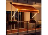 Led - Tenda Da Sole A Manovella Larga 250 Cm Tenda Da Sole Per Balcone Tenda Da Sole Per Terrazza Balcone - 250X150 Cm - Nero/Arancio - Orizzontale