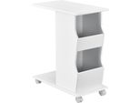 [Tavolino Con Rotelle 53X30X63Cm Tavolino Da Divano Tavolino Da Caffè Tavolino Da Salotto Bianco