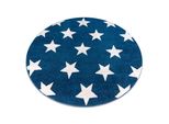 Tappeto Sketch Cerchio - FA68 Blu/Bianco - Stelline Stelle Azzurro Ruota 140 Cm