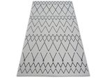 Tappeto Sense Micro 81249 Zigzag Etno Bianco/Blu Bianca 200X290 Cm