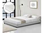 Letto In Ecopelle Con Materasso In Schiuma Fredda E Rete A Doghe 140X200 Cm Letto Imbottito In Ecopelle Con Materasso ÖKO-TEX Standard 100 Letto Giovanile In Ecopelle In Bianco Corium
