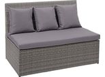 Divano A 2 Posti In Poly-Rattan HWC-G16, Poltrona Panca Da Giardino, Gastronomia 120Cm ~ Grigio, Cuscini Grigio Scuro
