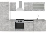 Vicco Cucina Componibile R-Line, 300 Cm Senza Piano Di Lavoro, Cemento/Bianco