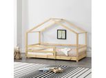 Letto Per Bambini "KnäTten"" In Look Casa Con Protezione Anticaduta In Legno Di Pino 70 X 140 Cm Colori Legno"