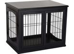 Pawhut Gabbia Per Cani Per Casa, Cuccia Per Cani Con 2 Ingressi, Box Per Cani Con Serratura, Casa Per Cani Di Piccola Taglia, Nero, 58,5 X 81 X 66 Cm
