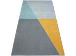 Tappeto Scandi 18487/572 - Trapezio Trapezi Grigio Oro Turchese Multicolore 80X150 Cm