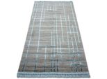 Tappeto Acrilico Manyas 191AA Grigio/Blu Frange Azzurro 80X300 Cm