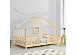 Letto Per Bambini 'Treviolo' In Look Casa Con Protezione Anticaduta In Legno Di Pino 70 X 140 Cm Colori Legno