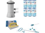 Ways - Cura Della Piscina - Set Per La Manutenzione Deluxe & Pompa Filtro 2271 L/U & 6 Filtri Tipo A & Spazzola Ways