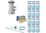 Ways - Cura Della Piscina - Set Di Manutenzione E Pompa Filtro 2271 L/U & 12 Filtri Tipo A & Spazzola Ways